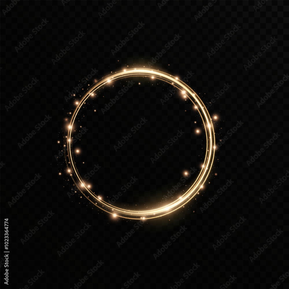 Gold ring. Frame for advertising, communication, information. With dust light effect Gold ring. Frame for advertising, communication, information. With dust light effect