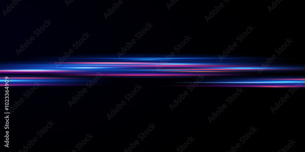Neon lines moving light effect. Horizontal lines. Speed effect on a transparent background. Lines of light, speed and movement Neon lines moving light effect. Horizontal lines. Speed effect on a transparent background. Lines of light, speed and movement