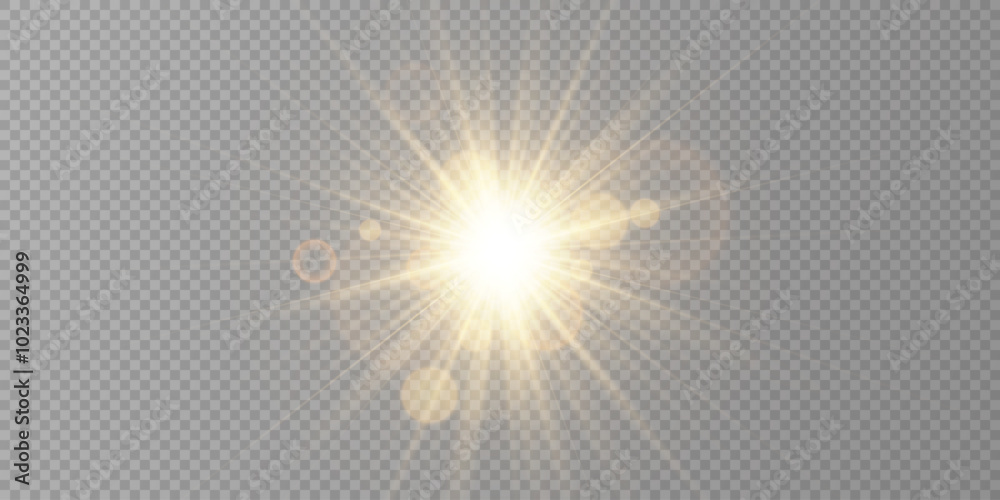 A bright golden light effect with deep highlights and multiple rays. yellow glow lights sun rays, flare special effect with rays of light and magic sparkles, bright and shining golden star, illustrati A bright golden light effect with deep highlights and multiple rays. yellow glow lights sun rays, flare special effect with rays of light and magic sparkles, bright and shining golden star, illustrati