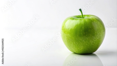 Green apple on isolated white background with leading lines photo