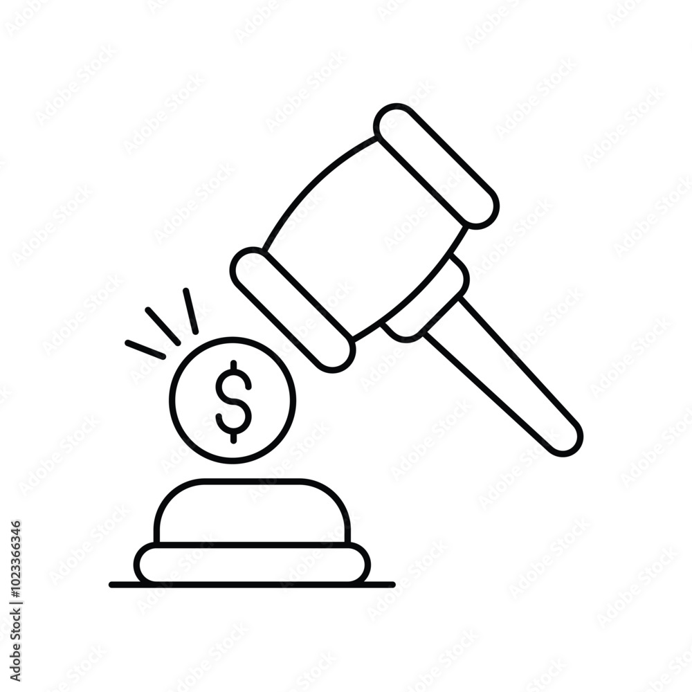 bid line icon with white background vector stock illustration bid line icon with white background vector stock illustration