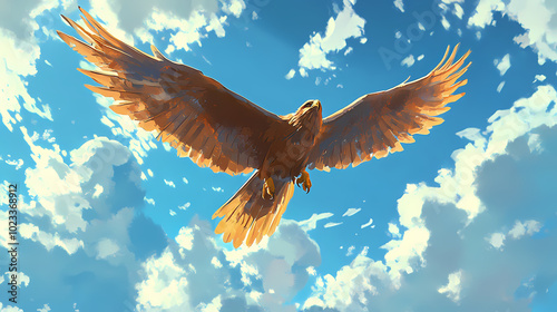 Yellow-billed kite. beautiful simple ai generated image in unique. Gryphon in Flight. Illustration photo