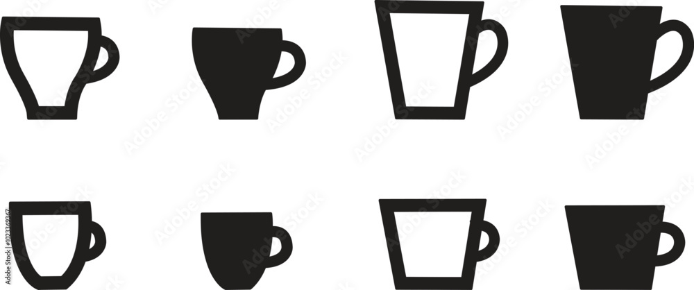coffee mug icon set vector coffee mug icon set vector