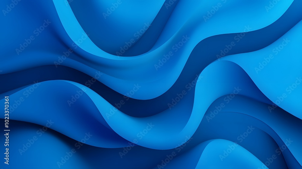Fototapeta premium Blue abstract background with wavy lines and geometric shapes, simple minimal design