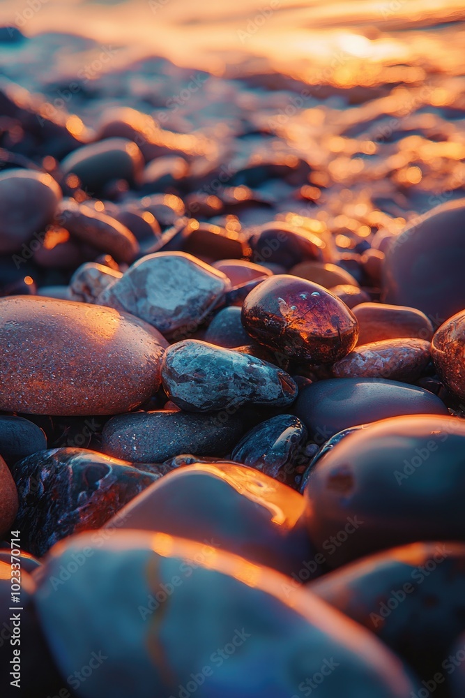 Obraz premium Beautiful stones on the seashore. Generated by ai.