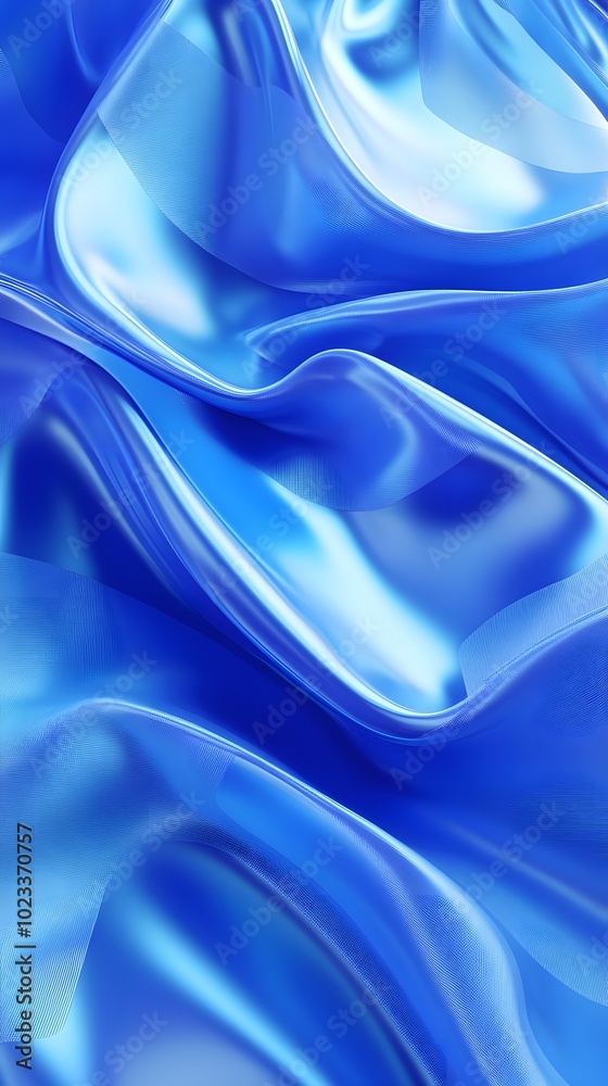 Obraz premium Blue abstract background with wavy lines and geometric shapes, simple minimal design