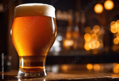 close amber hues craft beer showcasing rich color texture enthusiasts aficionados, beverage, brew, liquid, foam, glass, drink, refreshment, pour, artisanal photo