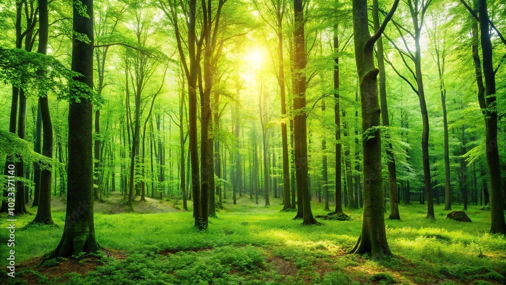 Fototapeta premium Green forest trees creating a healthy environment