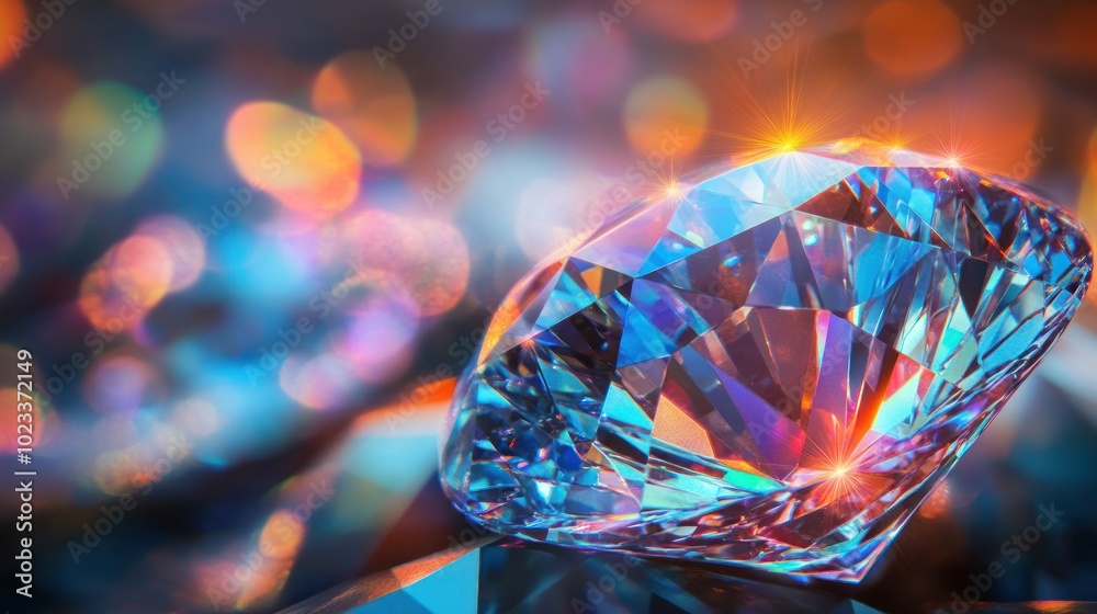 A close-up of a sparkling diamond reflecting light in vibrant colors. A close-up of a sparkling diamond reflecting light in vibrant colors.