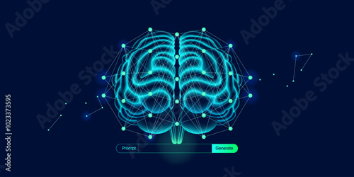 Illustration of abstract stream information. Generate image, video from prompt concept. Big data, technology, AI, data transfer, data flow, generative ai, large language model, AI prompt