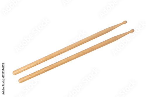 Wooden drum sticks isolated cut out no background photo