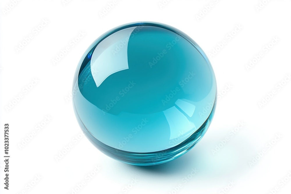A sleek glass sphere sits gracefully on a white surface, showcasing reflective properties that capture light and shadows. perfect for modern design themes and artistic concepts.