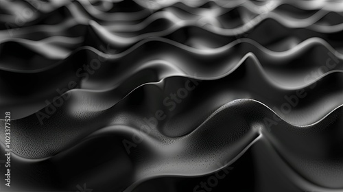 Abstract Black Wavy Surface with Textured Detail