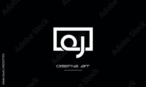 JO, OJ, J, O abstract letters logo monogram