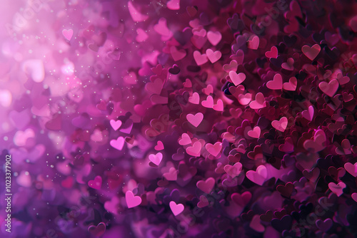 Valentine's Day concept. Hearts are creating lovely atmosphere. Wallpaper for joy and celebration. Cute romantic print on background of black and pink hearts. festive backdrop for wedding design. photo