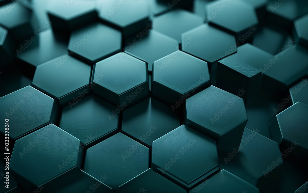 Modern hexagon background in shades of teal and black. Generative AI Modern hexagon background in shades of teal and black. Generative AI