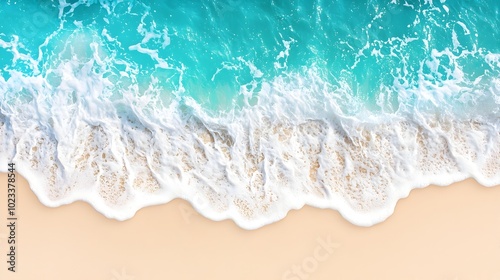 Wallpaper Mural Serene and picturesque beach scene with golden sand gently lapping waves and a clear blue sky overhead  Calming minimalist landscape perfect for vacation travel or wellness concepts Torontodigital.ca