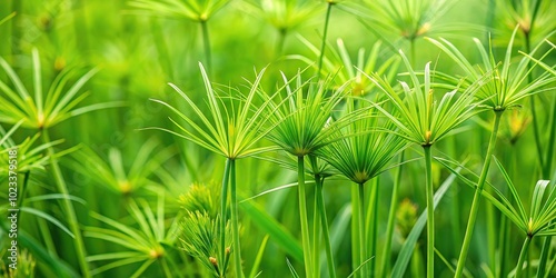 Green leaves of herbal Cyperus strigosus on a meadow photo