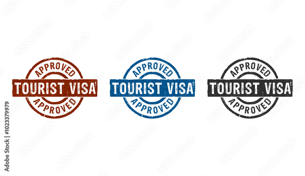 Obraz premium Tourist Visa approved stamp and stamping