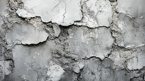 Close-up of a Cracked and Weathered Concrete Wall