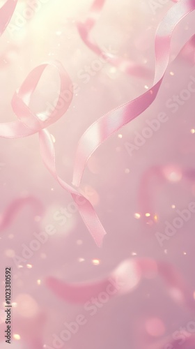 Pink ribbons dance in the air, adding a whimsical touch to a festive and joyful environment