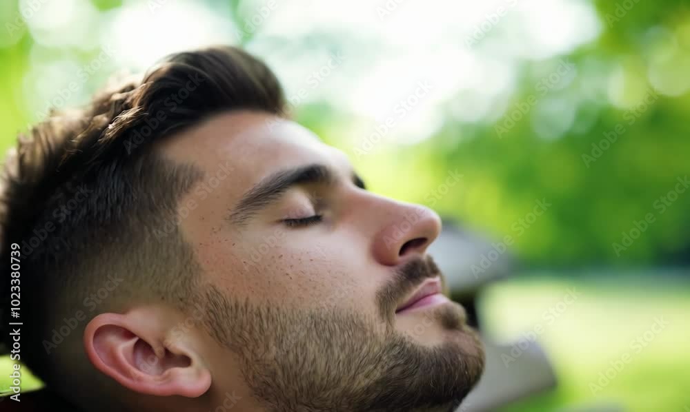 German Man Sleeping Peacefully on Park Bench