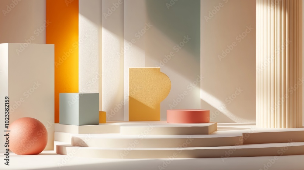 Obraz premium A room with a white wall and orange and green walls