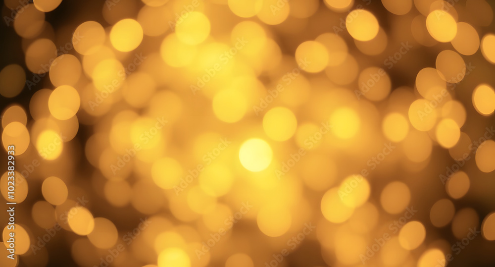 Fototapeta premium Golden Christmas background with abstract bokeh effect. Blurred glittering lights and sparkles create a luxurious atmosphere. Magical festive background with space for text, perfect for greeting cards
