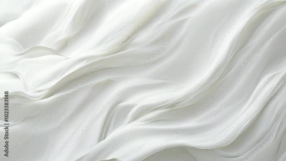 A smooth, flowing white fabric creating soft waves and folds. A smooth, flowing white fabric creating soft waves and folds.