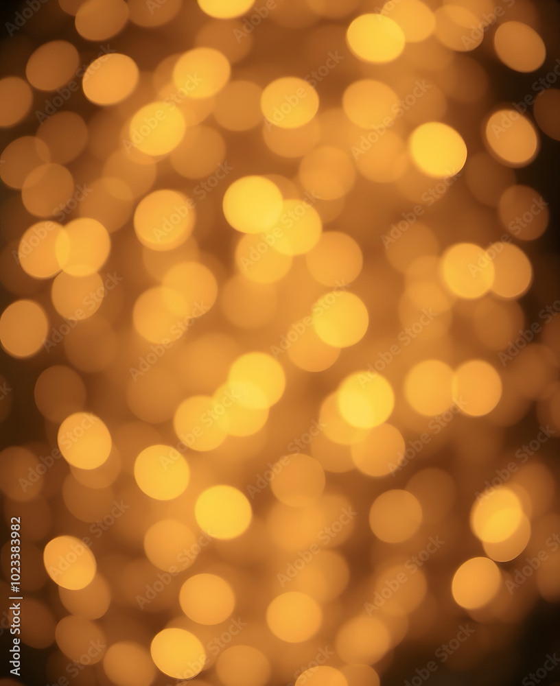 Golden Christmas background with abstract bokeh effect. Blurred glittering lights and sparkles create a luxurious atmosphere. Magical festive background with space for text, perfect for greeting cards