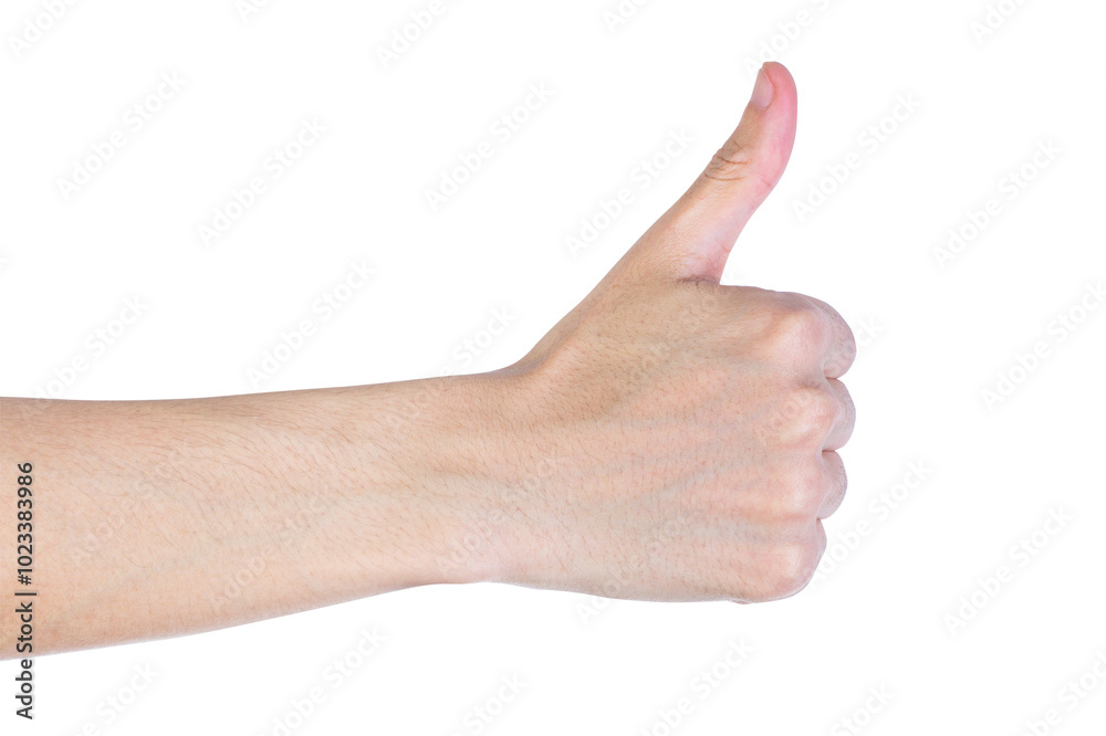 Hand of client show thumb up isolated on white background Hand of client show thumb up isolated on white background