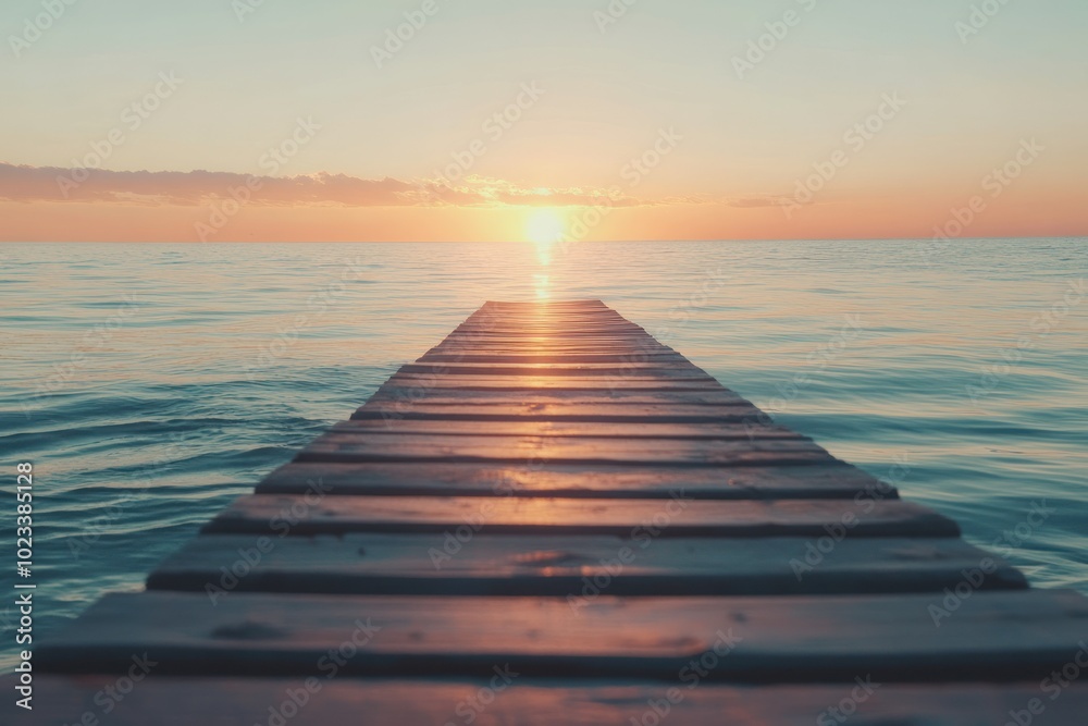 Obraz premium Serene Sunset View Over Calm Waters