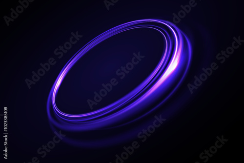 Shiny purple glowing sparkling spiral with magical vector effect of magical sparkling dust particles. Glow effect for game interface design.