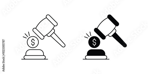 bid set icon with white background vector stock illustration