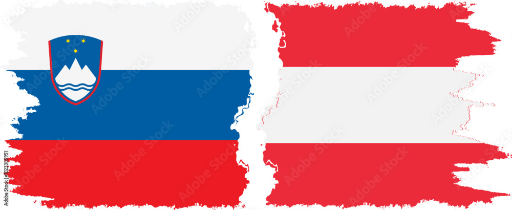 Austria and Slovenia grunge flags connection, vector Austria and Slovenia grunge flags connection, vector