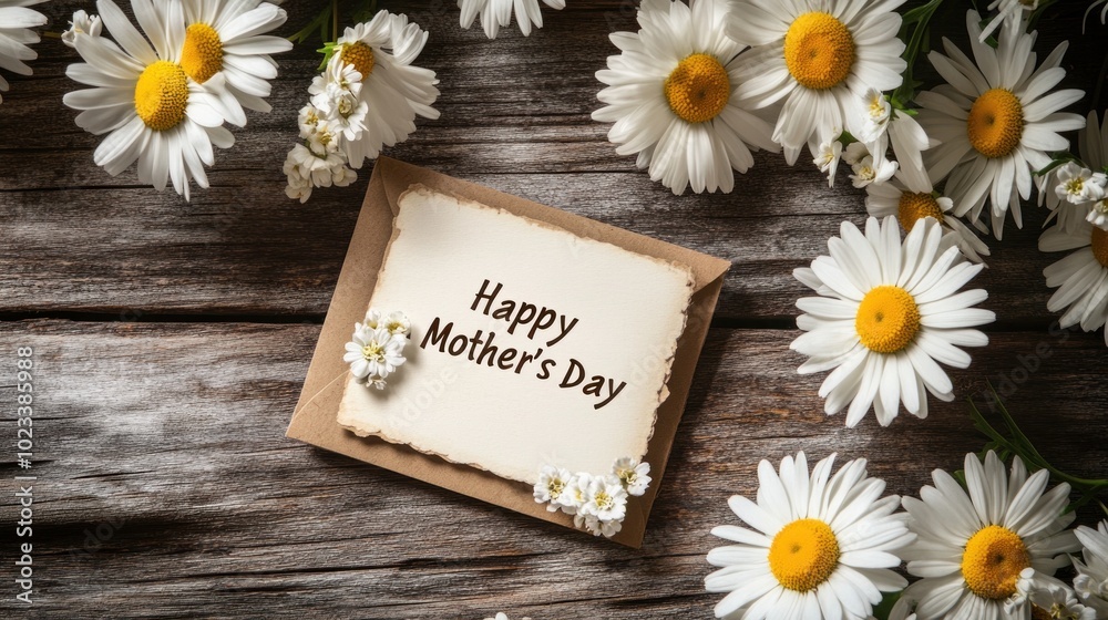Obraz premium Happy Mother's Day Greeting Card with Daisies