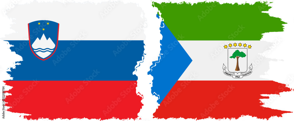 Equatorial Guinea and Slovenia grunge flags connection, vector Equatorial Guinea and Slovenia grunge flags connection, vector