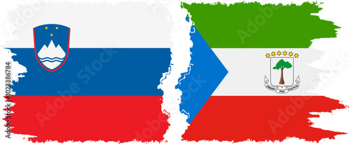 Equatorial Guinea and Slovenia grunge flags connection, vector