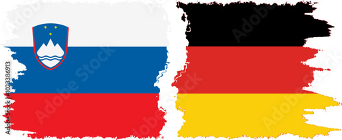 Germany and Slovenia grunge flags connection, vector