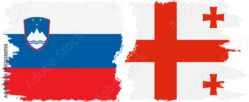 Georgia and Slovenia grunge flags connection, vector