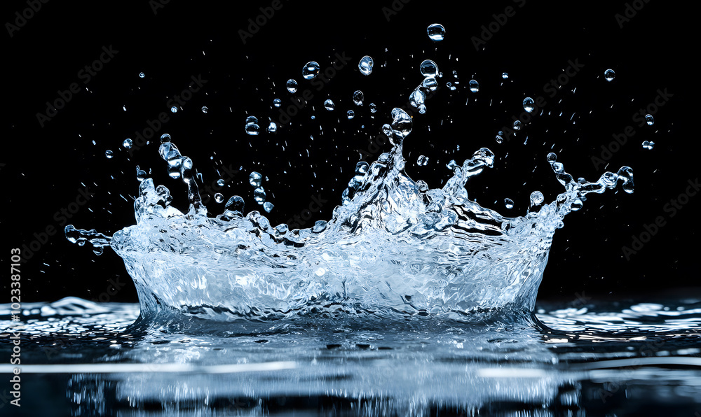 Dynamic Water Droplets Isolated on Black Background – High-Speed Captures, Ripples, Splashes, and Mist in Elegant Motion Dynamic Water Droplets Isolated on Black Background – High-Speed Captures, Ripples, Splashes, and Mist in Elegant Motion
