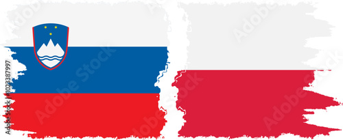 Free Download Poland and Slovenia grunge flags connection, vector - GFXLoad