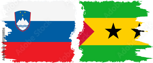 Sao Tome and Principe and Slovenia grunge flags connection, vector
