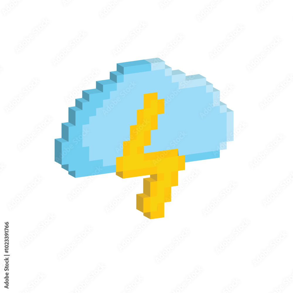 Obraz premium Isometric 3d pixel cloud rain icon weather pixel art icon vector element for 8 bit game