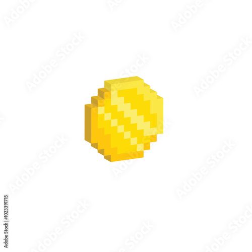 Isometric 3d coin pixel art icon vector golden money 8 bit game