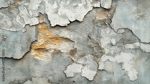 Weathered Concrete Wall with Peeling Paint and Cracks