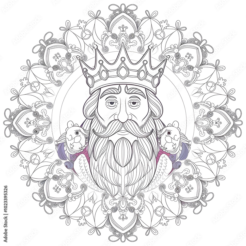 Obraz premium Mandala for adult coloring book, isolated on white background