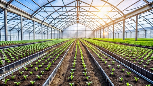 Greenhouse filled with young seedlings