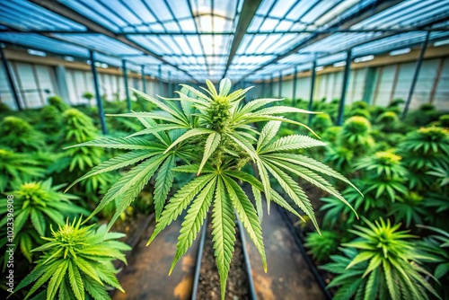 Greenhouse with cannabis plant