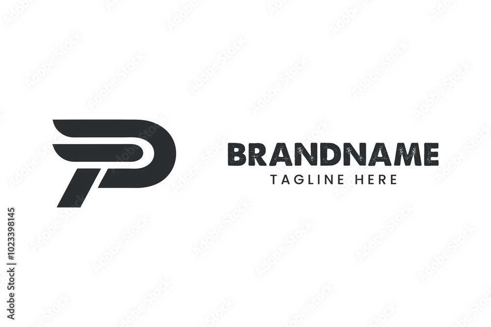 Minimalist P letter logo in black and white for tech Minimalist P letter logo in black and white for tech